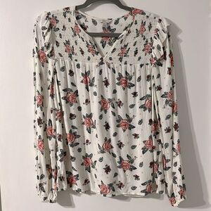 Lucky Brand Roses Cottagecore Long Sleeve Top Medium